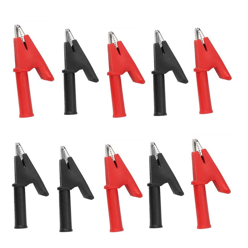 bnafes10Pcs Full Insulated Crocodile Clips with 4mm Socket Banana Jack Copper Test Clamp Wire Clip Alligator Clips 30A - Image 3